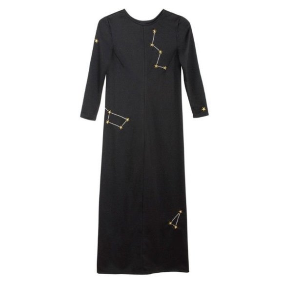 Samantha Pleet Dresses & Skirts - NEW Samantha Pleet Black Long Sleeve Star Constellation Embroidered Maxi Dress